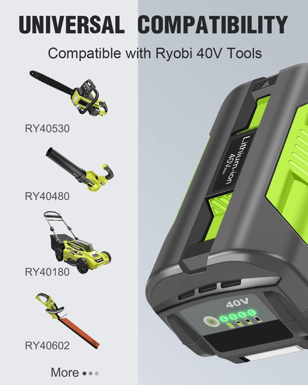 2PCS For RYOBI 40V OP4050 High Capacity Battery OP4050 OP4015 Lithium Battery