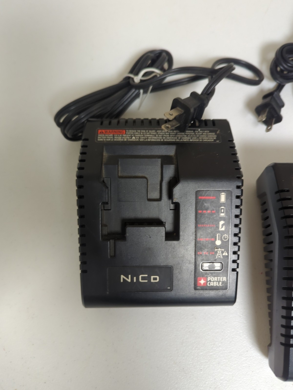 Lot Of 2 Porter Cable NICAD Ni-Cd Battery Charger PCMVC Type 2 & Type 1 9.6-18V