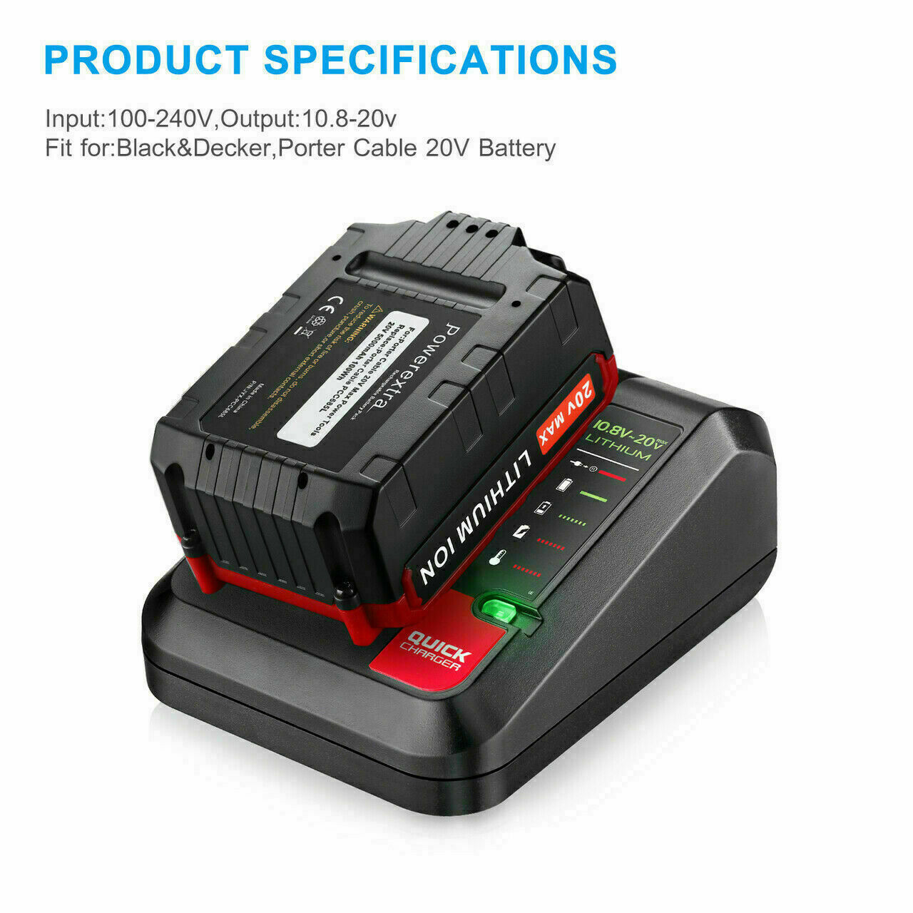 2x 20Volt 8.0Ah Lithium-ion Battery for Porter Cable MAX PCC685L PCC680L 7000mAh