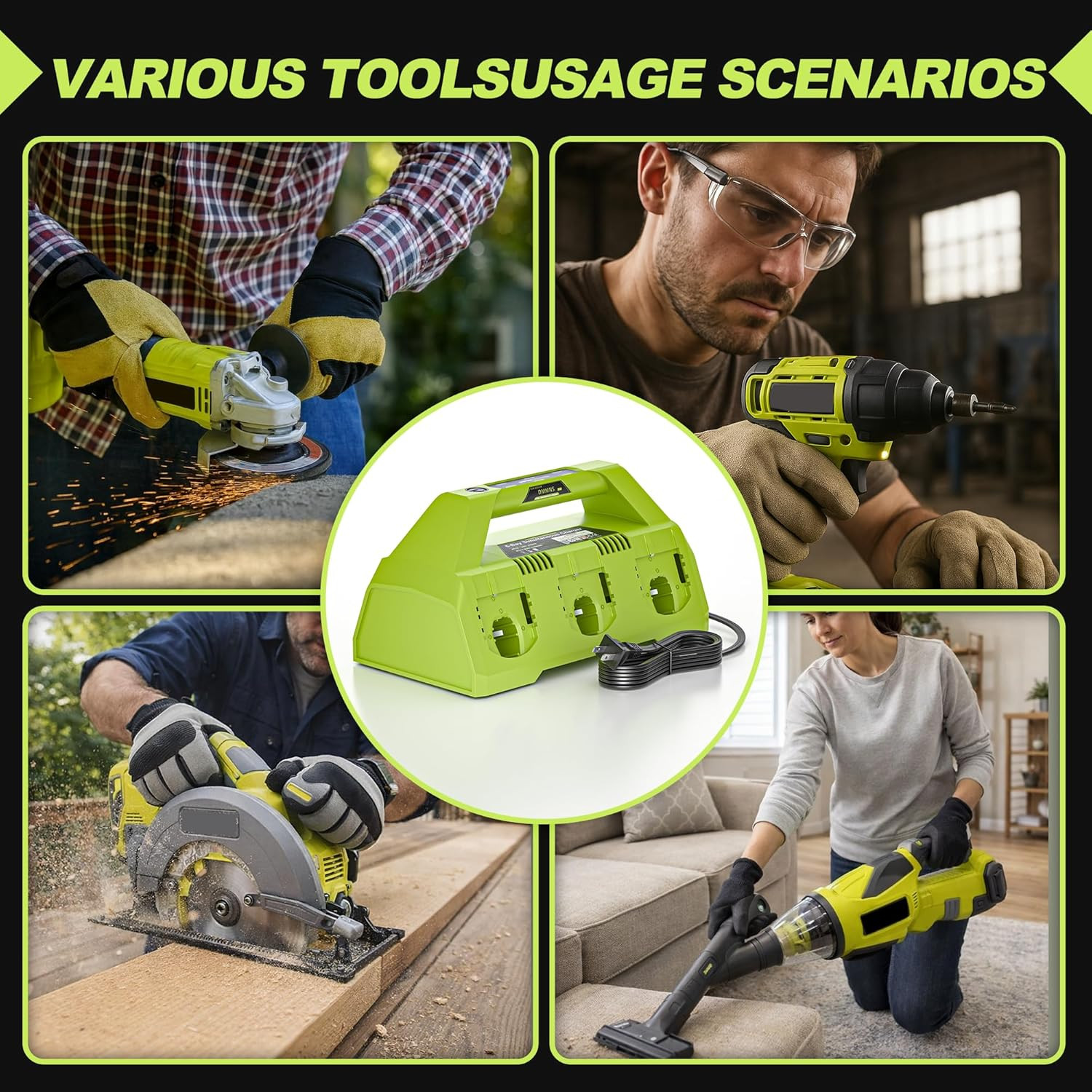 6-Port Rapid Charger Station for Ryobi 18V ONE+ Battery Systems