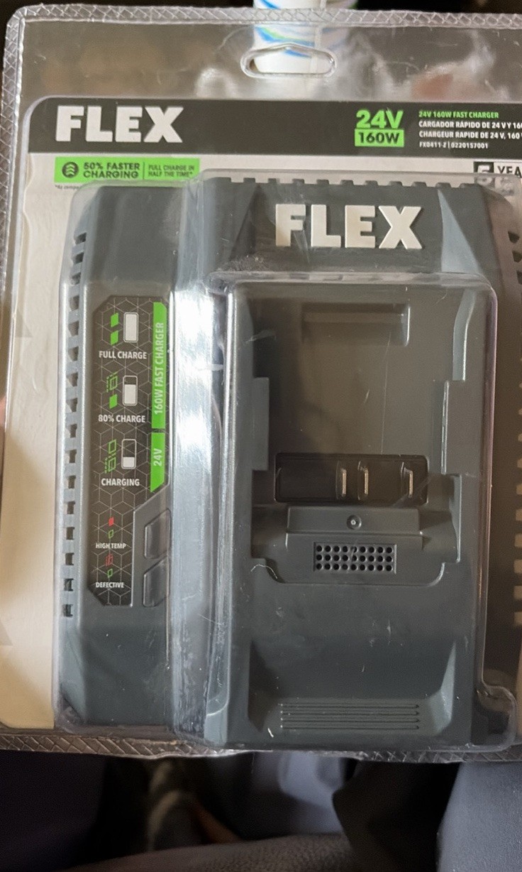 Flex 24V 160W FX0411 Battery Charger Dual Fan Smart Charge Gauge Gray
