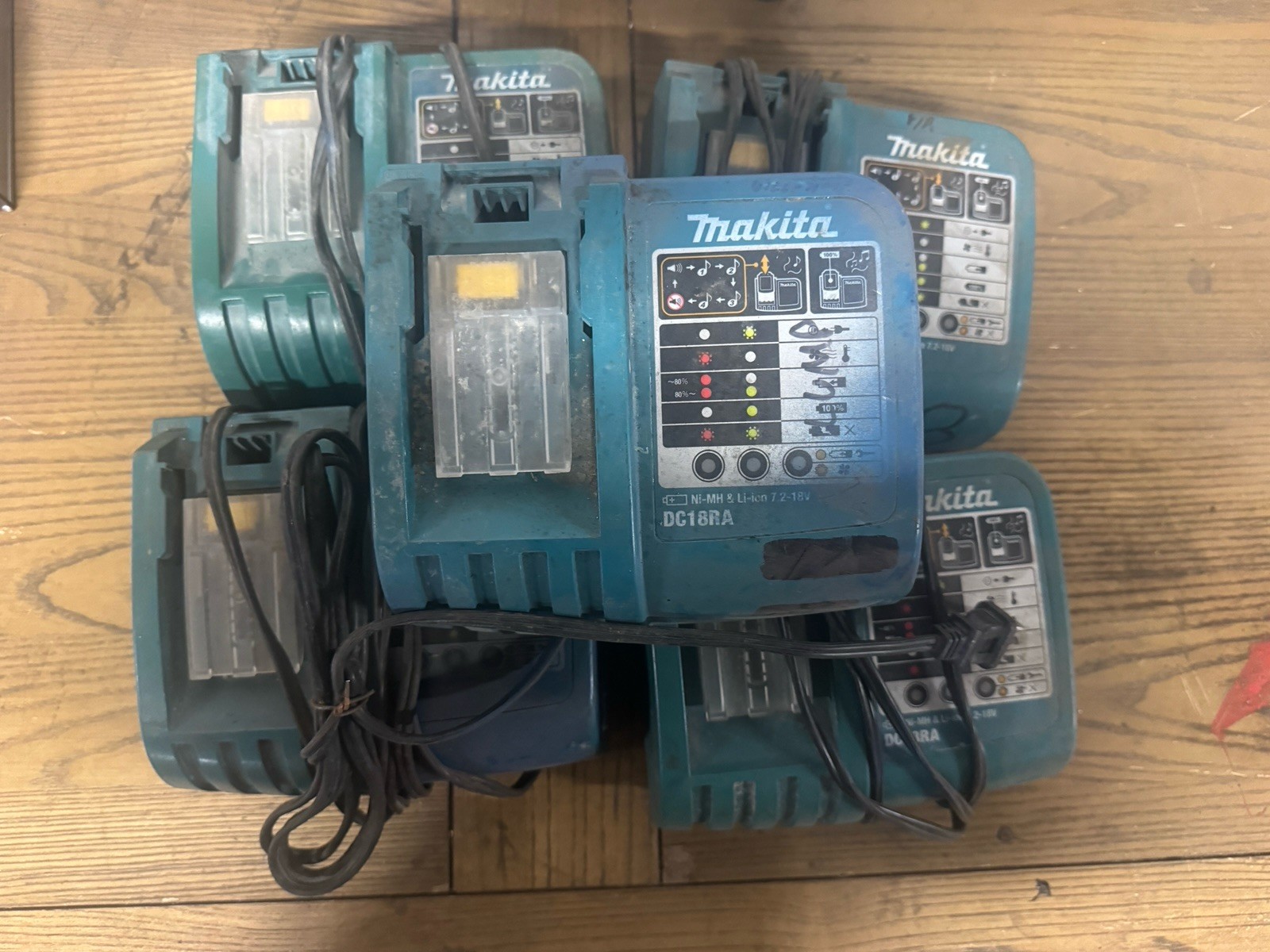 Lot of 5 Makita DC18RA 7.2V–18V Li-Ion Rapid Battery Chargers Tested Working