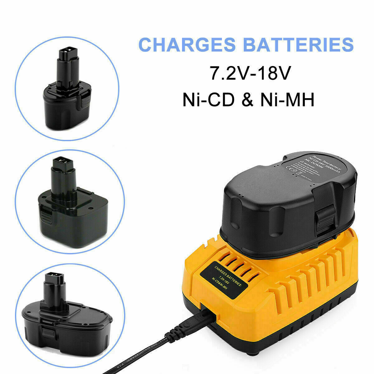 DC9182 DC9310 Charger for Dewalt 7.2V-18V XRP NiCd/NiMh Battery DC9096 DC9098 US