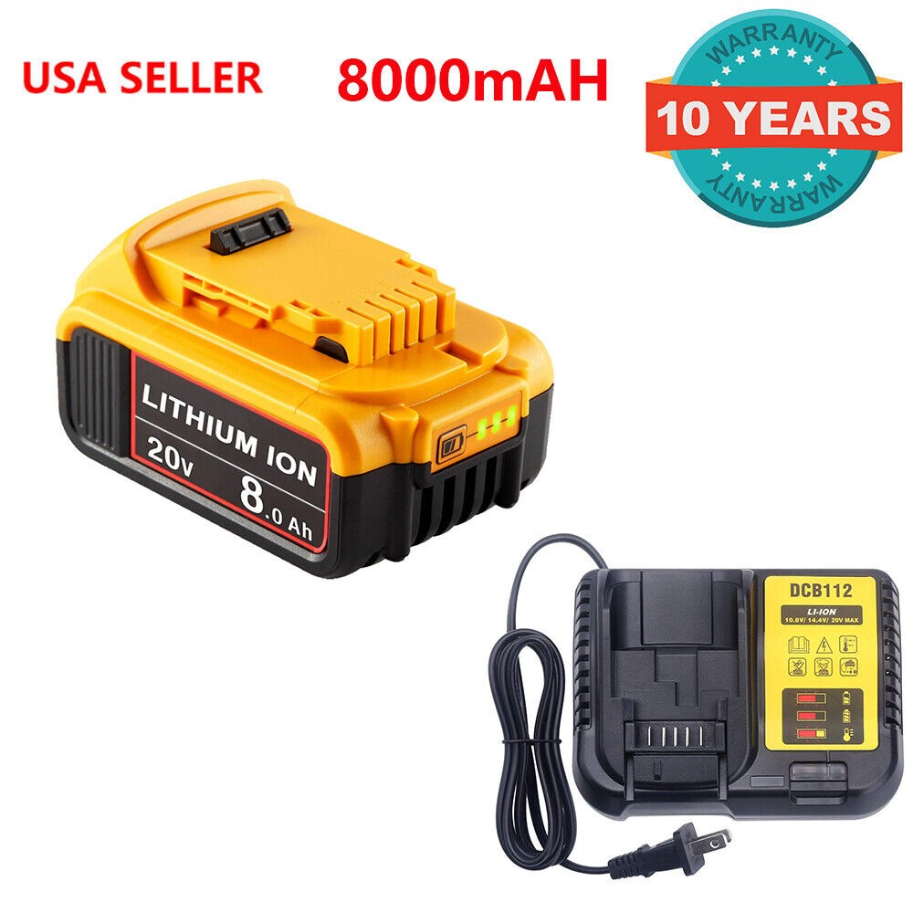 For DeWalt 20V Max XR 8.0AH Lithium Ion Battery DCB206-2 DCB205 and Charger
