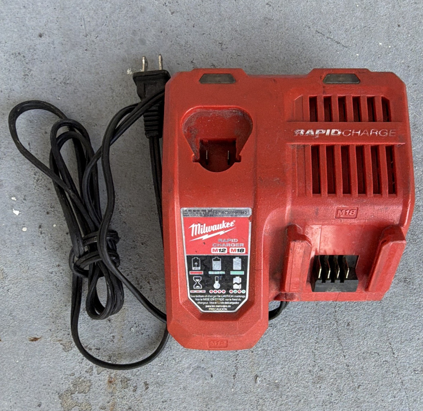Milwaukee RapidCharge M12/M18 18V Battery Charger w/ Power Cord, Red