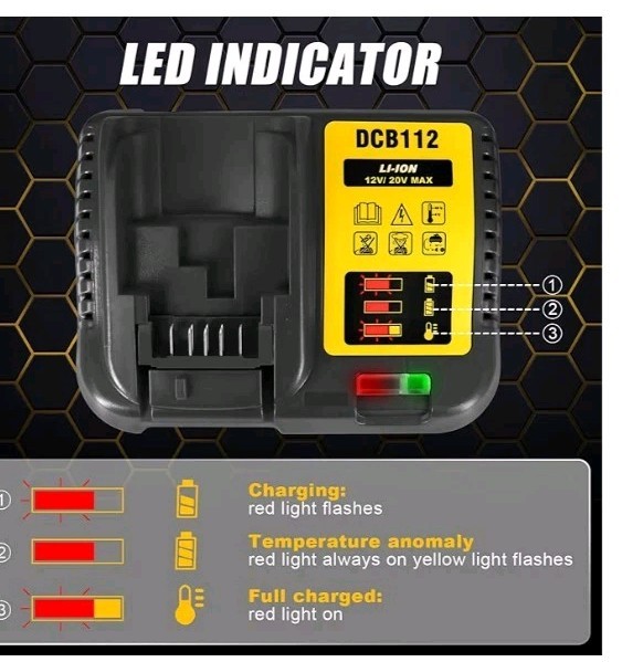 Replace DEWALT DCB112 DCB120 20V Volt MAX Li-Ion Fast Battery Charger DCB205 Etc