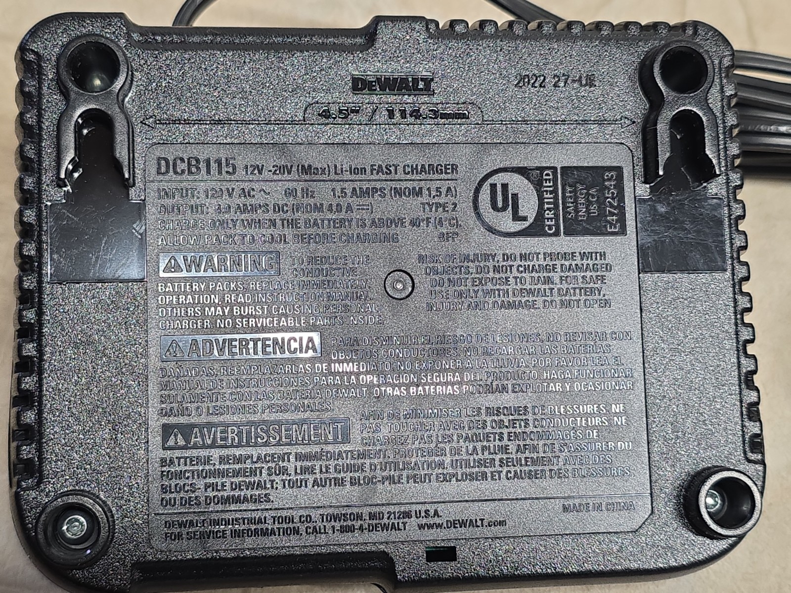 Dewalt DCB115 Fast Charger Genuine 12V-20V MAX Lithium Ion Battery Charger