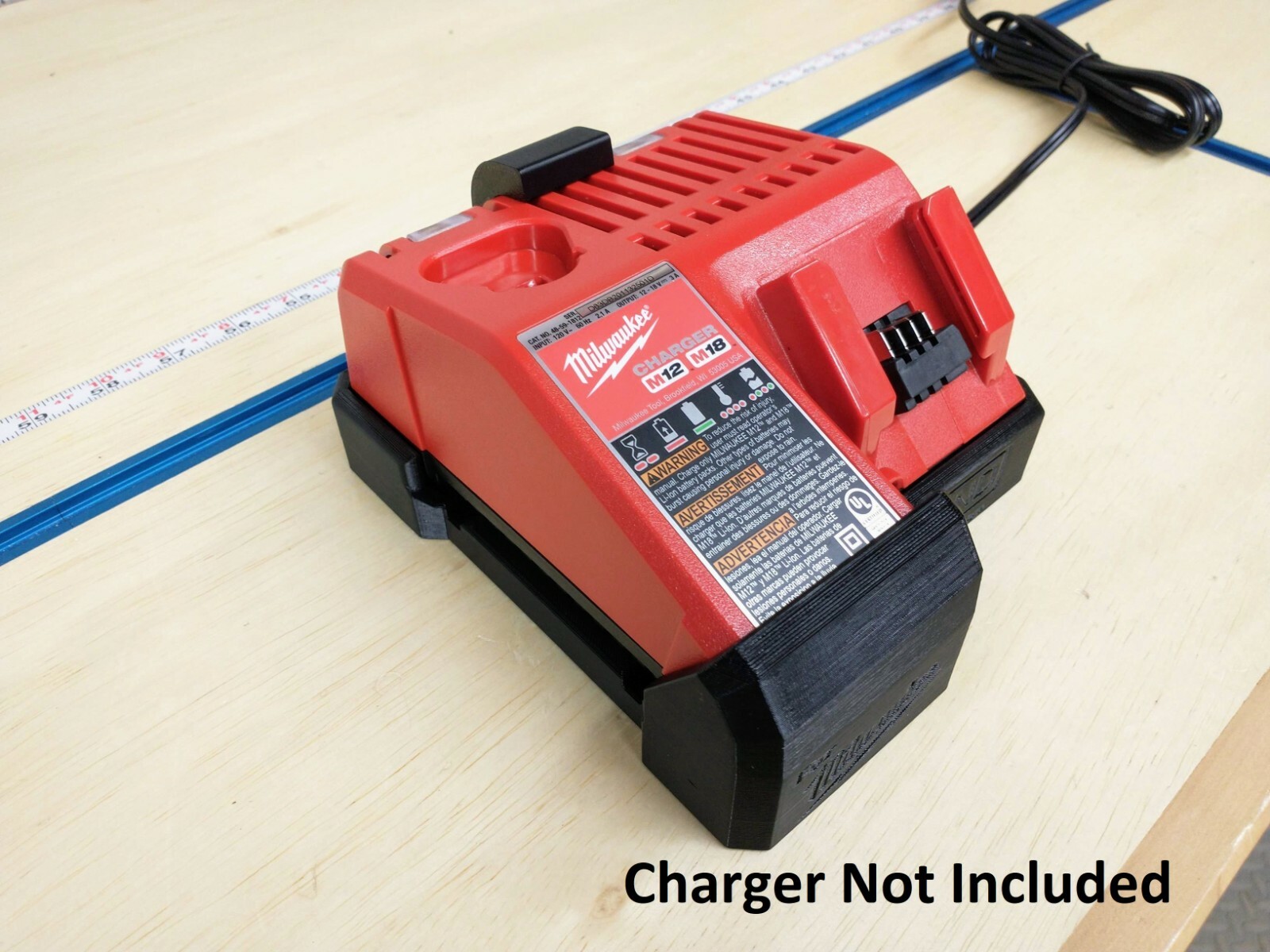 Wall Mount for Milwaukee M12 & M18 Charger (#48-59-1812, 48-59-1808, 48-59-1810)