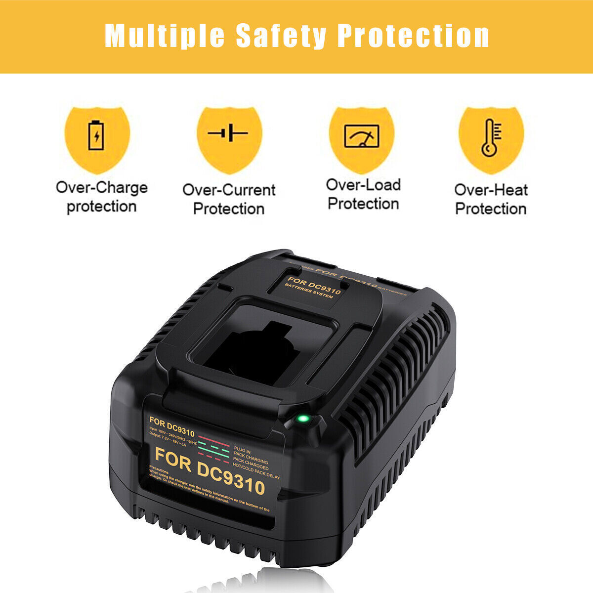 1-2PACK 18V Battery For Dewalt 18VOLT DC9096 DC9099 NI-MH DC9098/DC9310 Charger