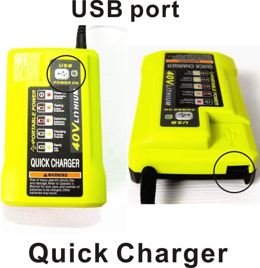 OP403 40V Lithium Battery Charger Replace Ryobi OP403 OP404 W/USB Plug in to Cha