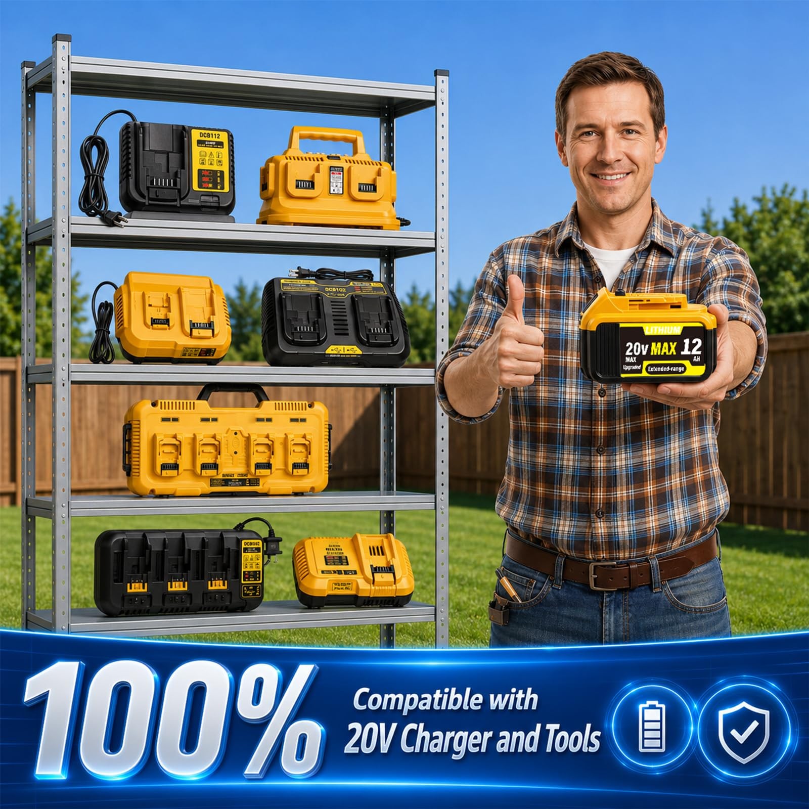 Qqf 6 Packs 12000Mah Extended Runtime Lithium Battery Replacement For Dewalt