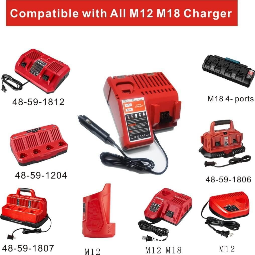 Compatible with Milwaukee 48-59-1810 Vehicle/Car Charger for M12/12V 18V/M18 Bat