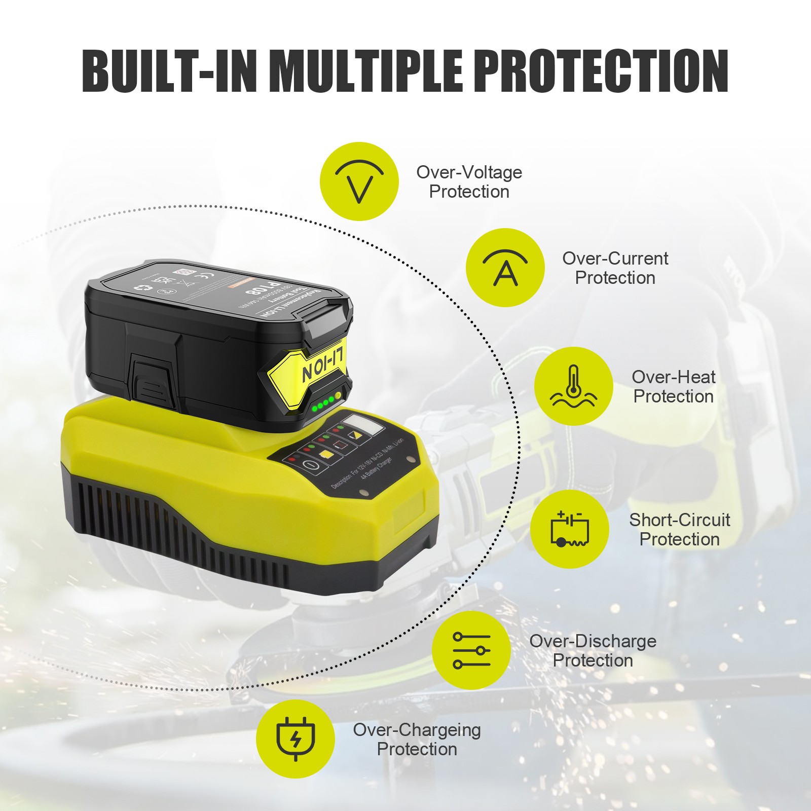 1-2X For RYOBI P108 18V ONE Plus 8.0Ah High Capacity Battery & Charger-USA
