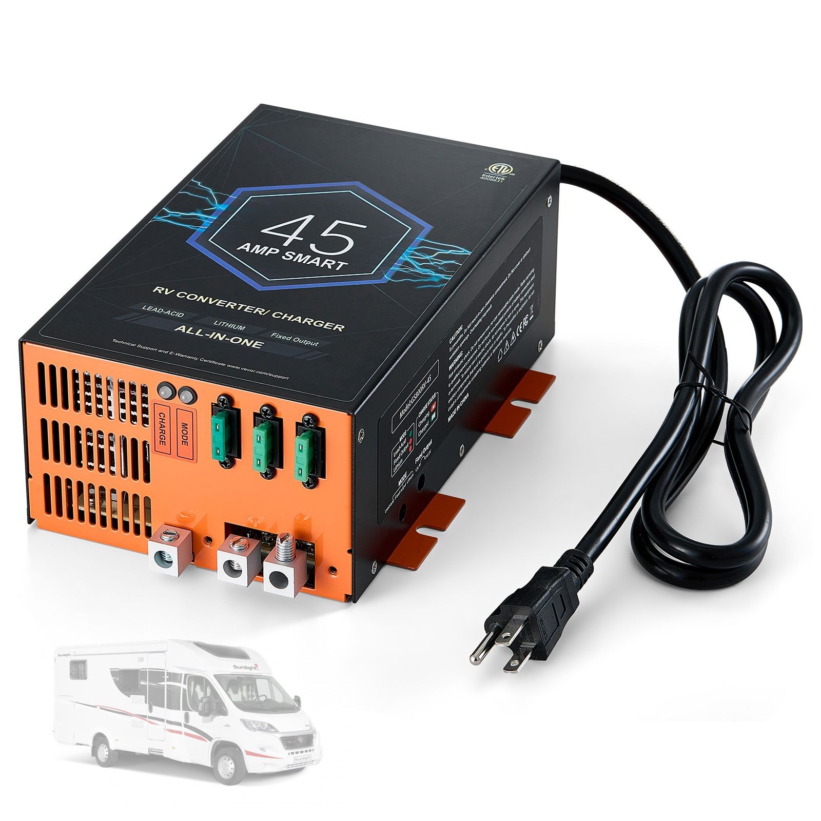 RV Converter, 45 Amp, 110V AC to 12V DC RV Power Converter Battery Charger with