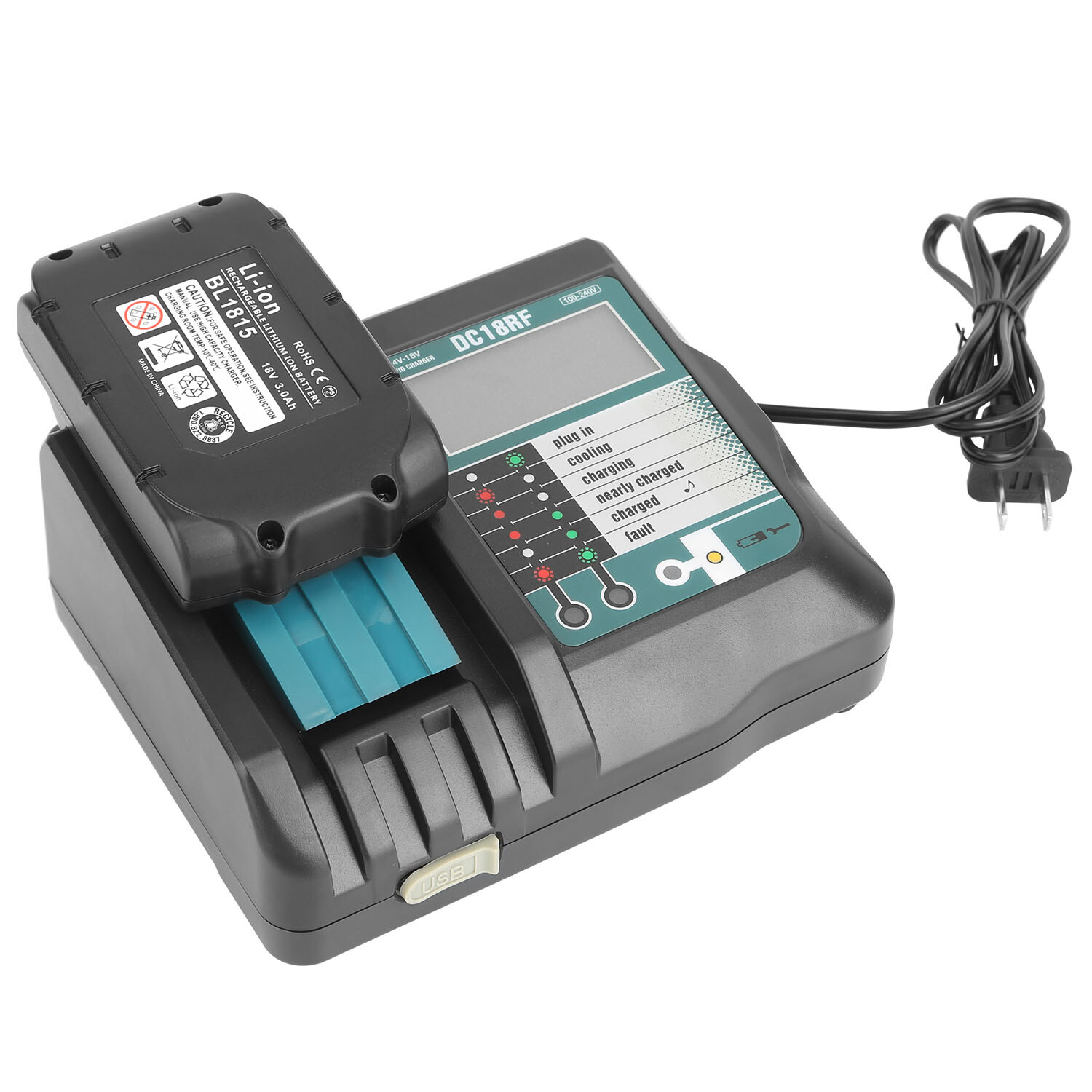 Fast Charger For Ma-14.4V/18V Battery,3.5A with USB Interface Charging