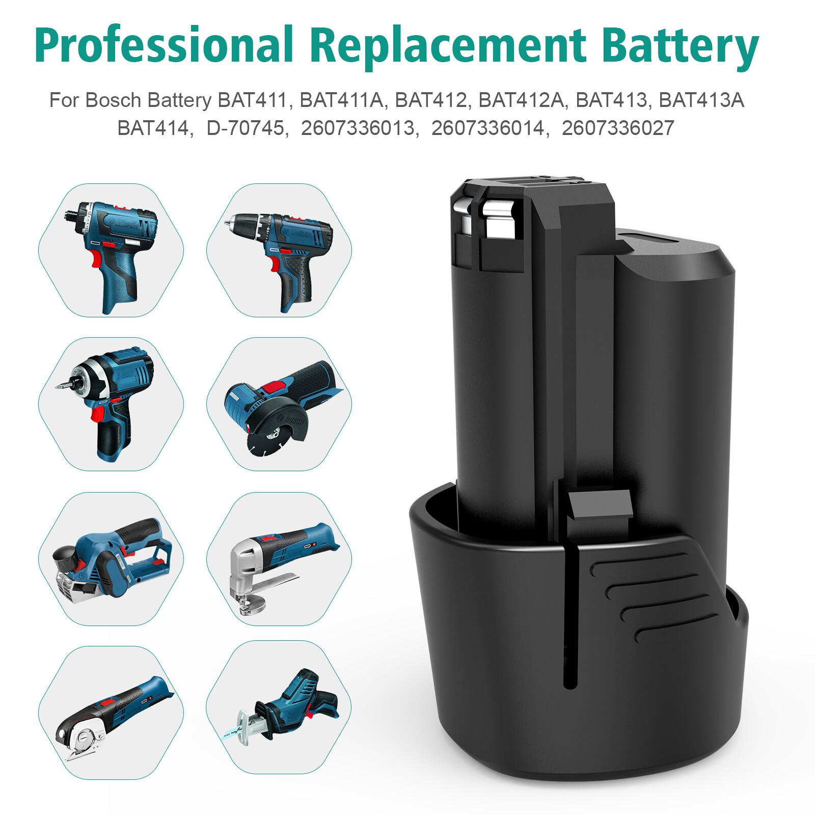 12V 4800mAh Lithium-ion Battery For Bosch BAT411 BAT412 BAT414 GSR GDR GSB GWI