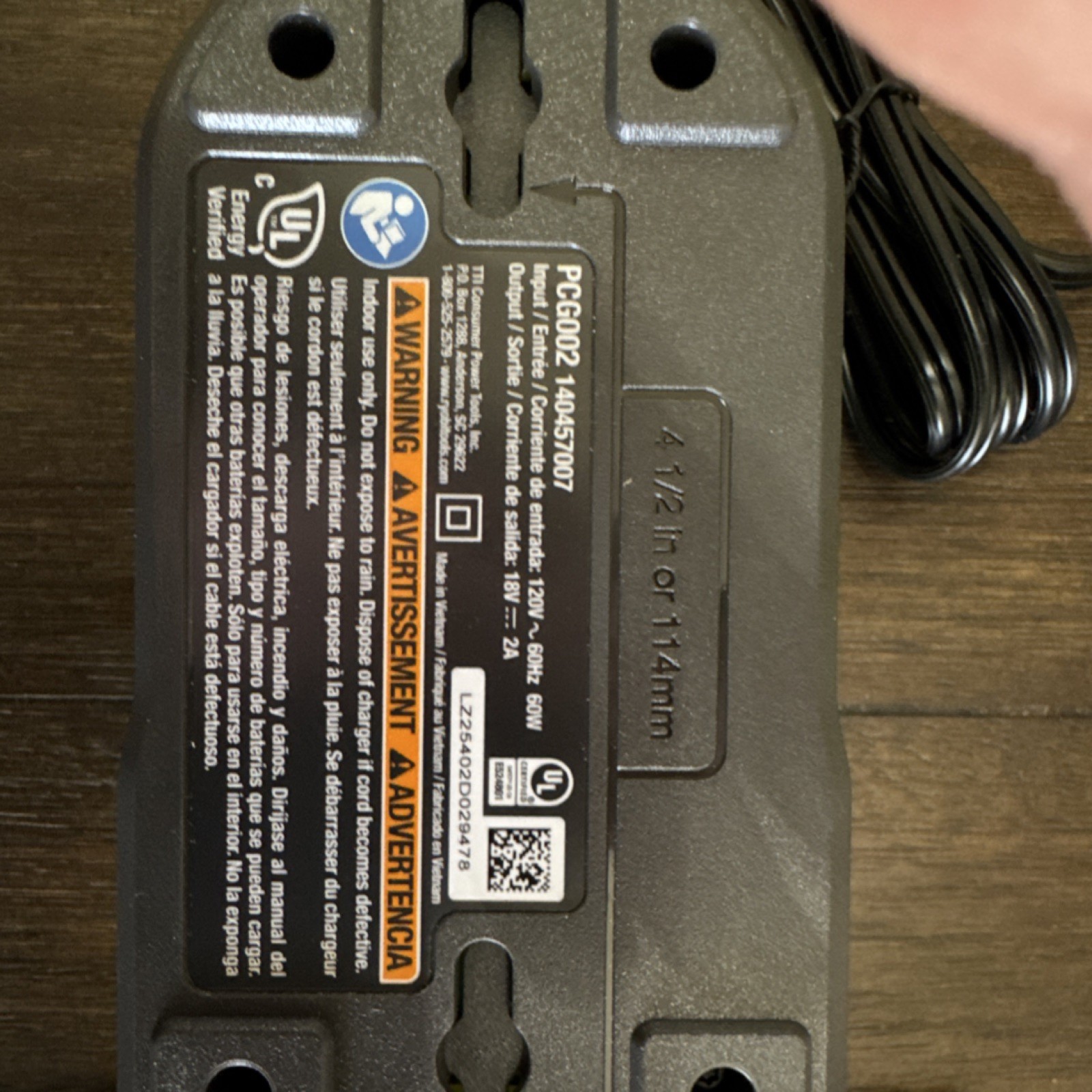 Ryobi One+ 18V PCG002 Battery Charger, Green, Charges 1 Battery