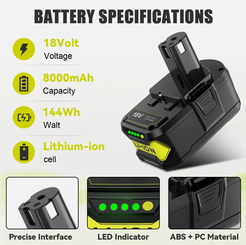 1-4PACK Battery & charger P108 18V 9Ah 8AH High Capacity Lithium-ion For RYOBI