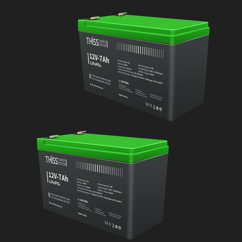 2packs THISS 12V 7.0Ah LiFePO4 Deep Cycle Lithium Battery for RV System Marine
