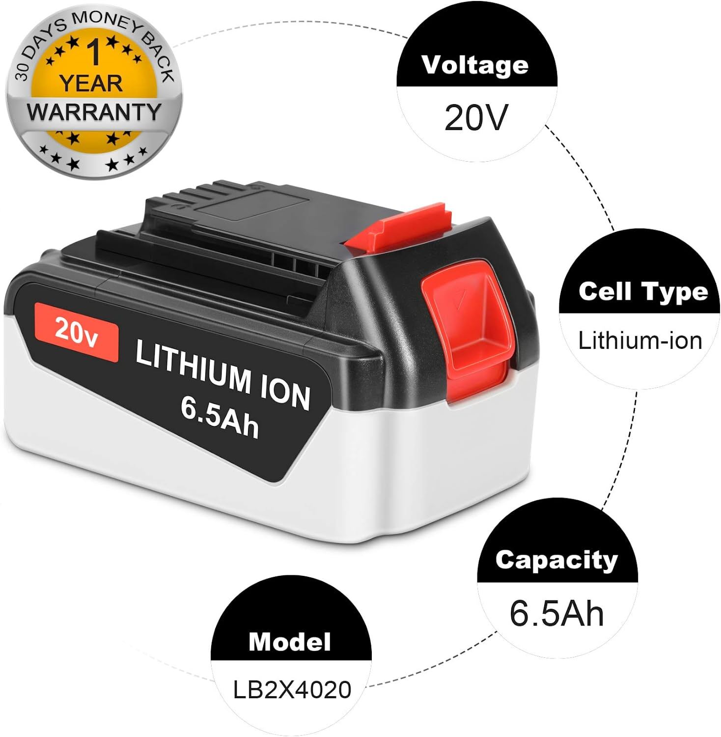 20V Max Lithium Battery 8.0AH For Black + Decker LBXR20 LBX20 LB2X4020 LB2X3020
