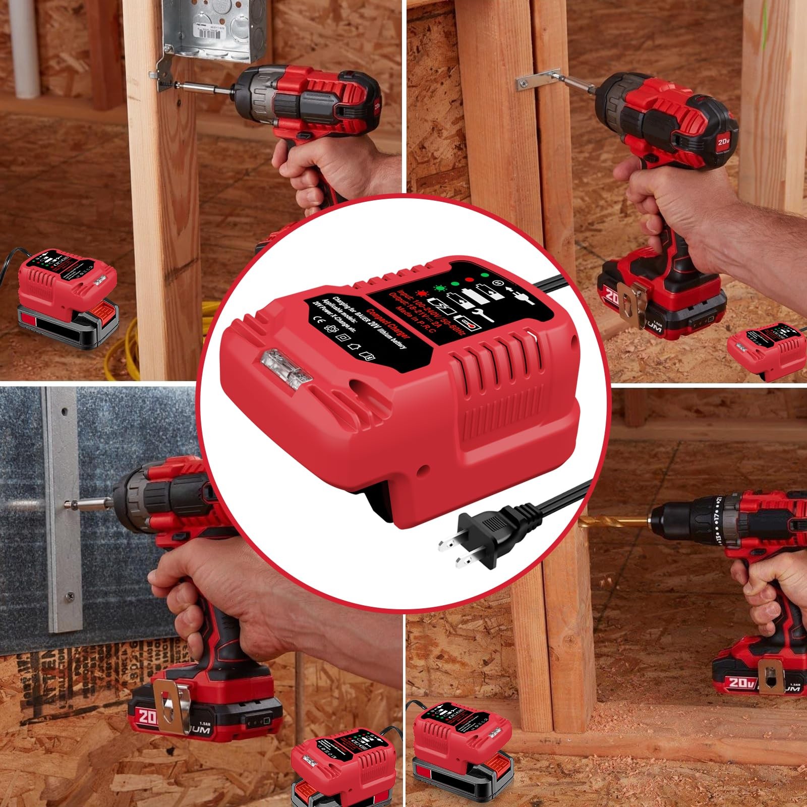 ASUNT 1701C-B 20V Battery Charger Replacement for Bauer Hyper.max Red
