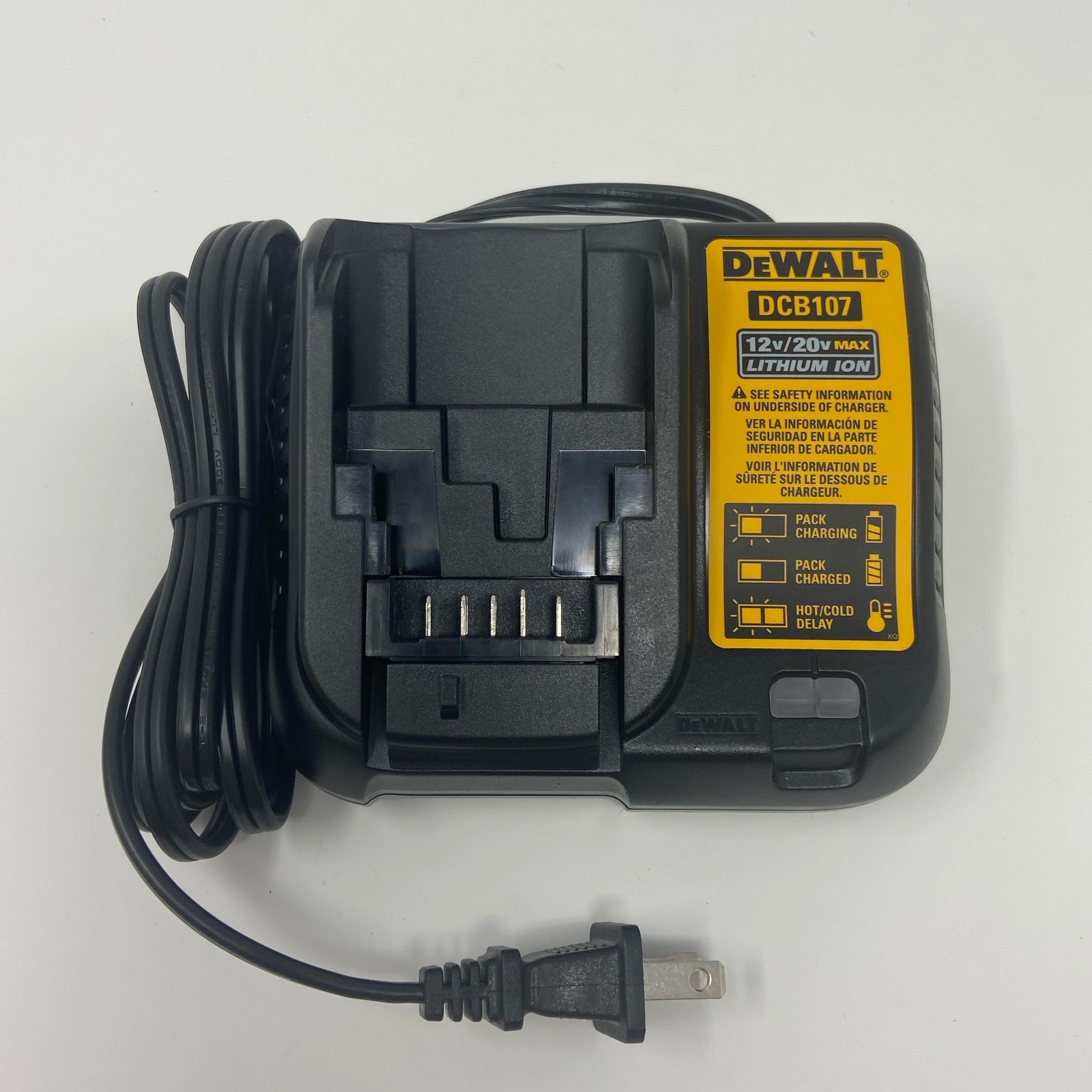 DeWALT DCB107 12V/20V MAX Li-Ion Charger, Black/Yellow Bulk