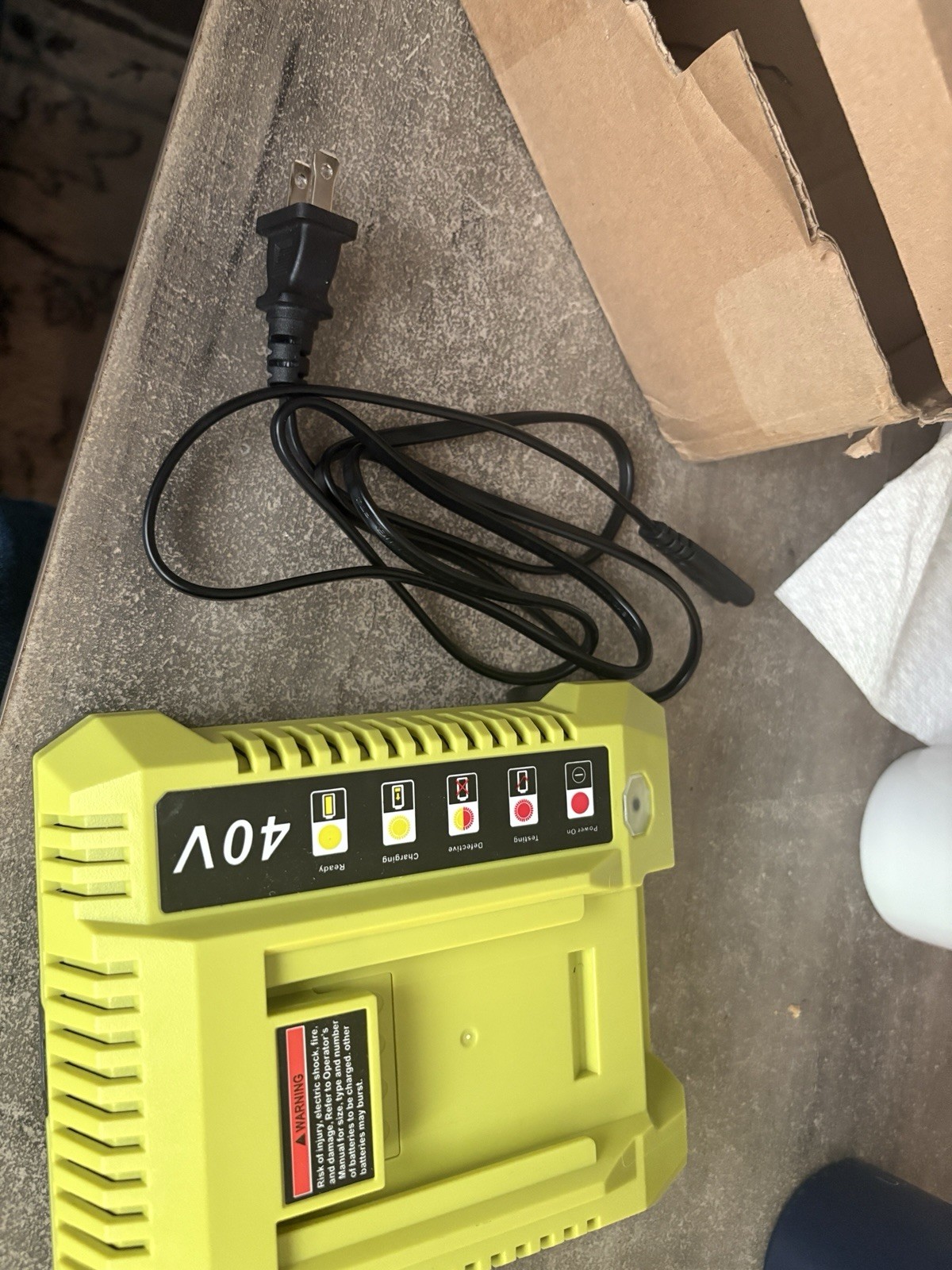OP401 40 Volt Charger for Ryobi with 40V Lithium Battery