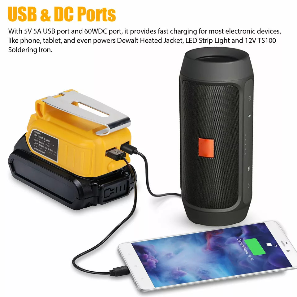 Battery Charger Adapter Power Source Converter for Dewalts DCB180 DCB205 18V US