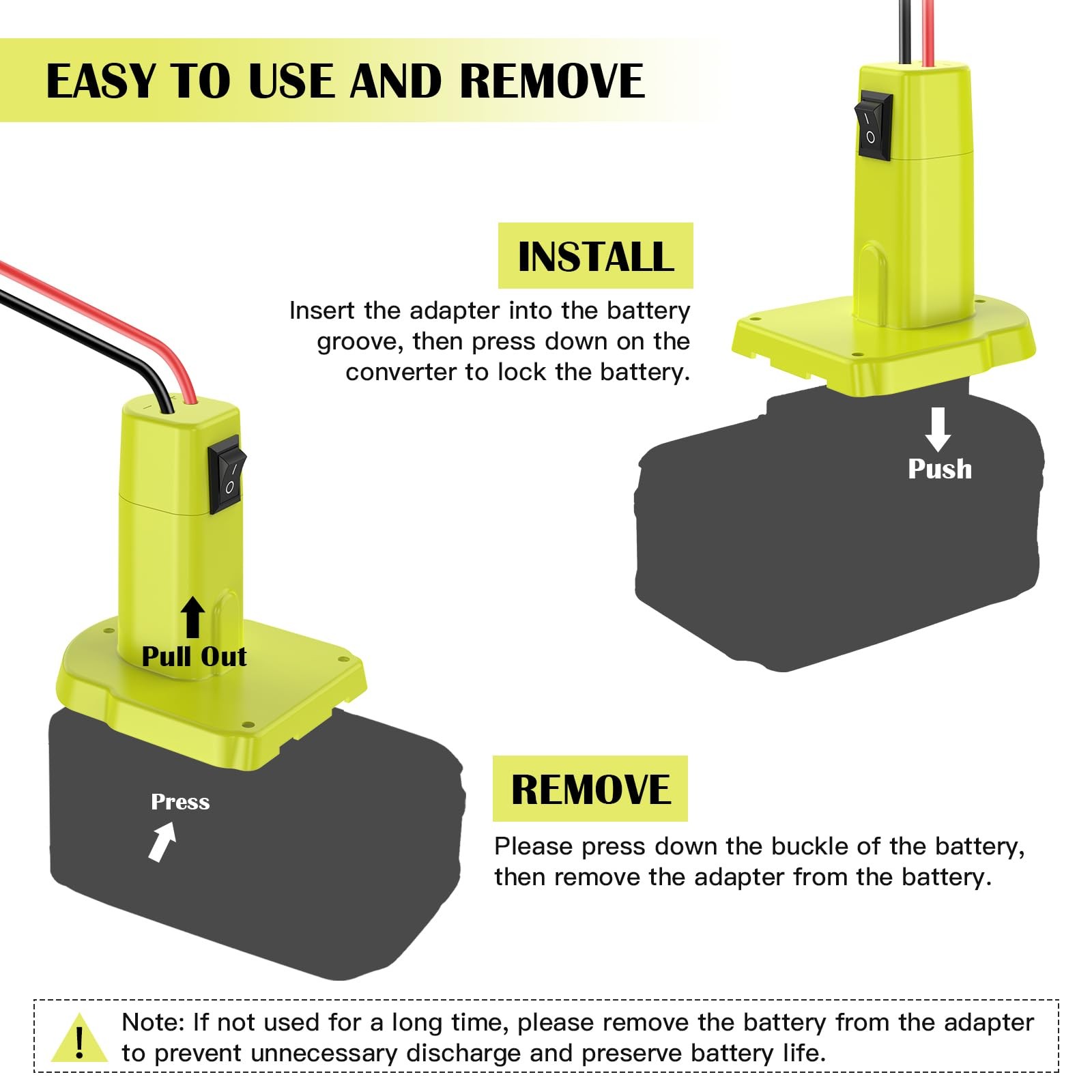 18V to 12V Step Down Converter for Ryobi 240W Step-Down Converter, Green