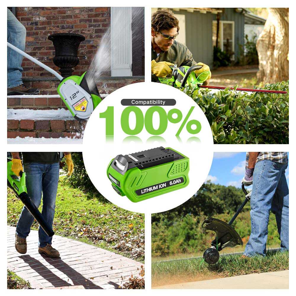 40V 6.0Ah For Greenworks G-MAX Lithium Battery 29472 29462 29252 20202 40 Volt
