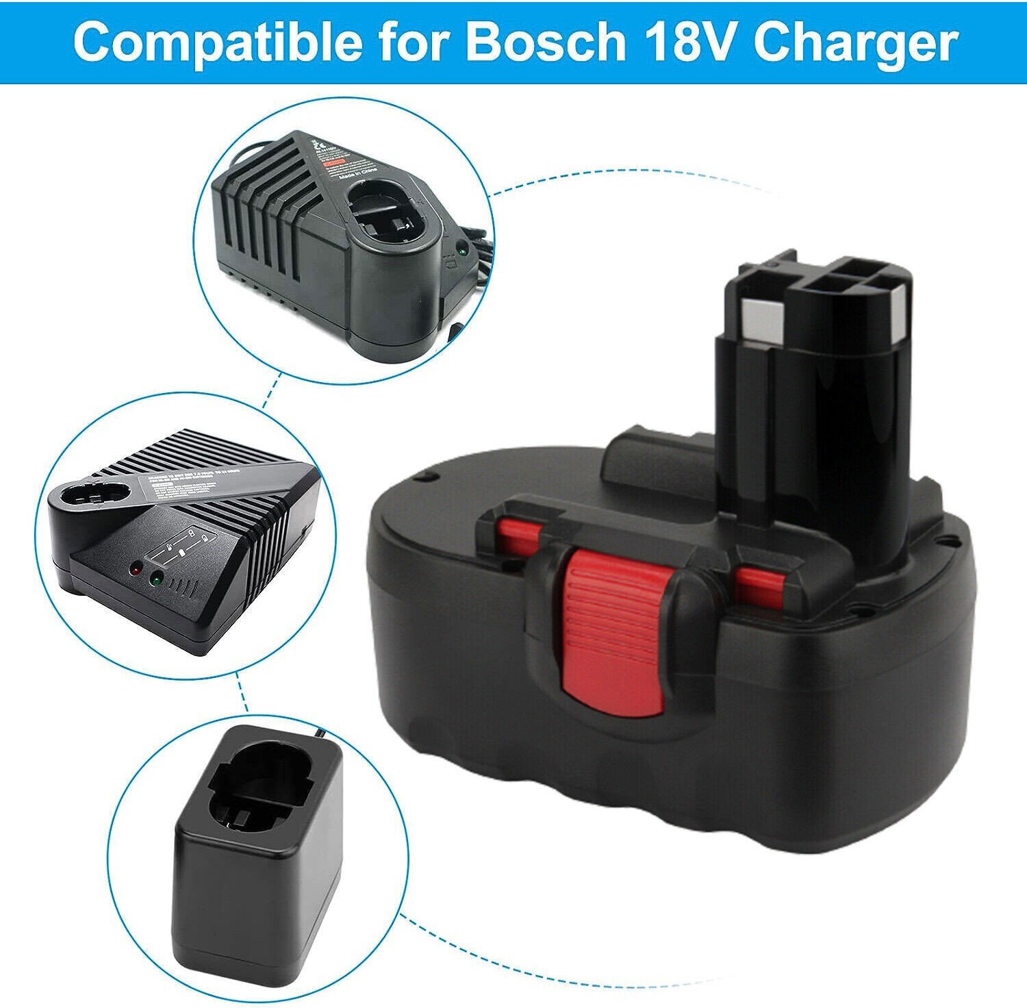 4.8Ah 2 Pack 18 Volt Battery for Bosch BAT025 BAT180 BAT181 BAT189 BAT026 BAT160