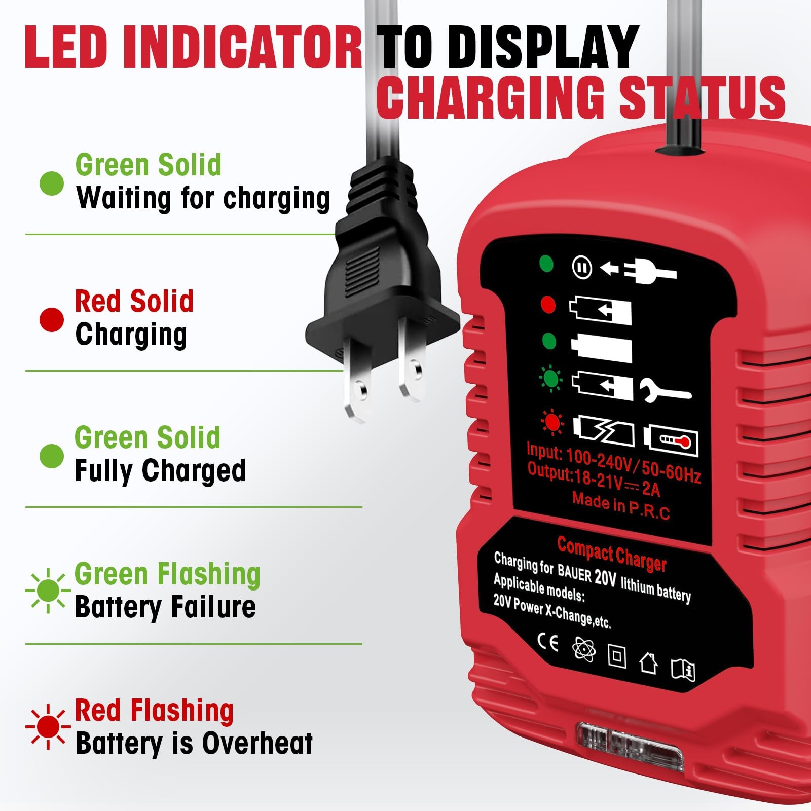 ASUNT 1701C-B 20V Battery Charger Replacement for Bauer Hyper.max Red