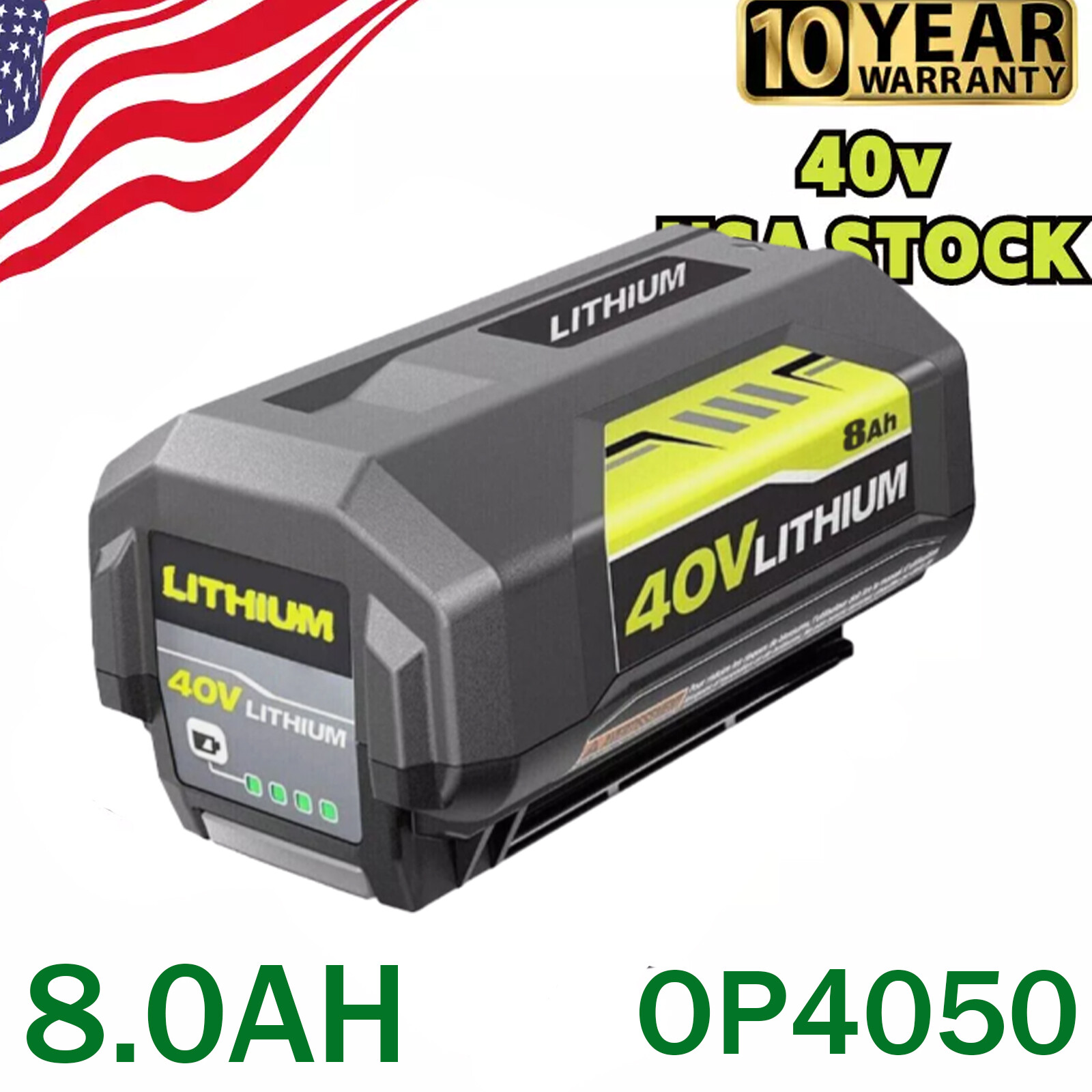 OP4060 40V 8.0Ah Lithium Battery Replacement 6ah for Ryobi OP4050 OP4015 OP4026