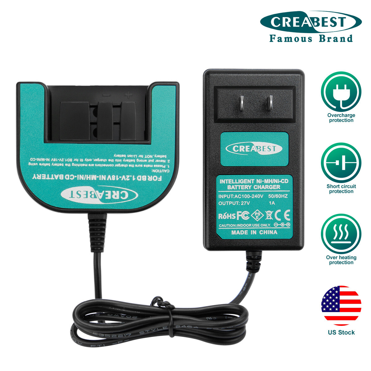 9.6V-18V Battery Charger For Black & Decker A12 A12EX A14 A1712 A18 HPB18 A1718