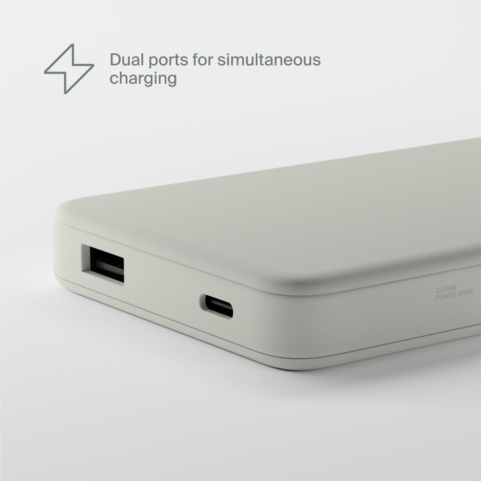 Clemm Portable Charger 10000Mah Dual Port Usb-A Usb-C Ivory