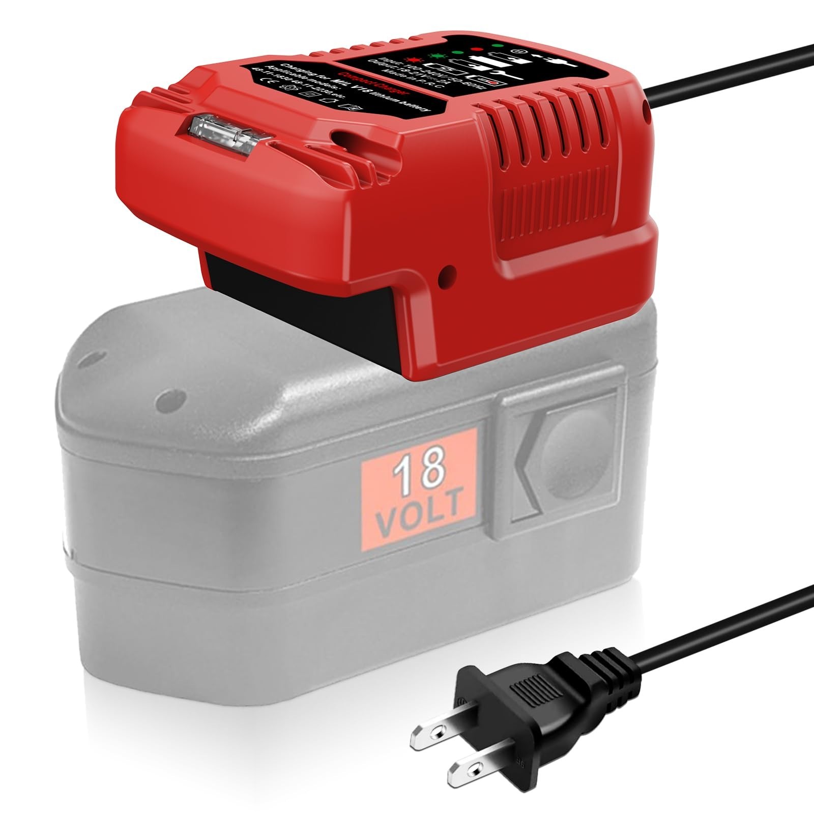 Mini Charger for Milwaukee V18 18V NI-CD Battery(Not for M-18 18V)