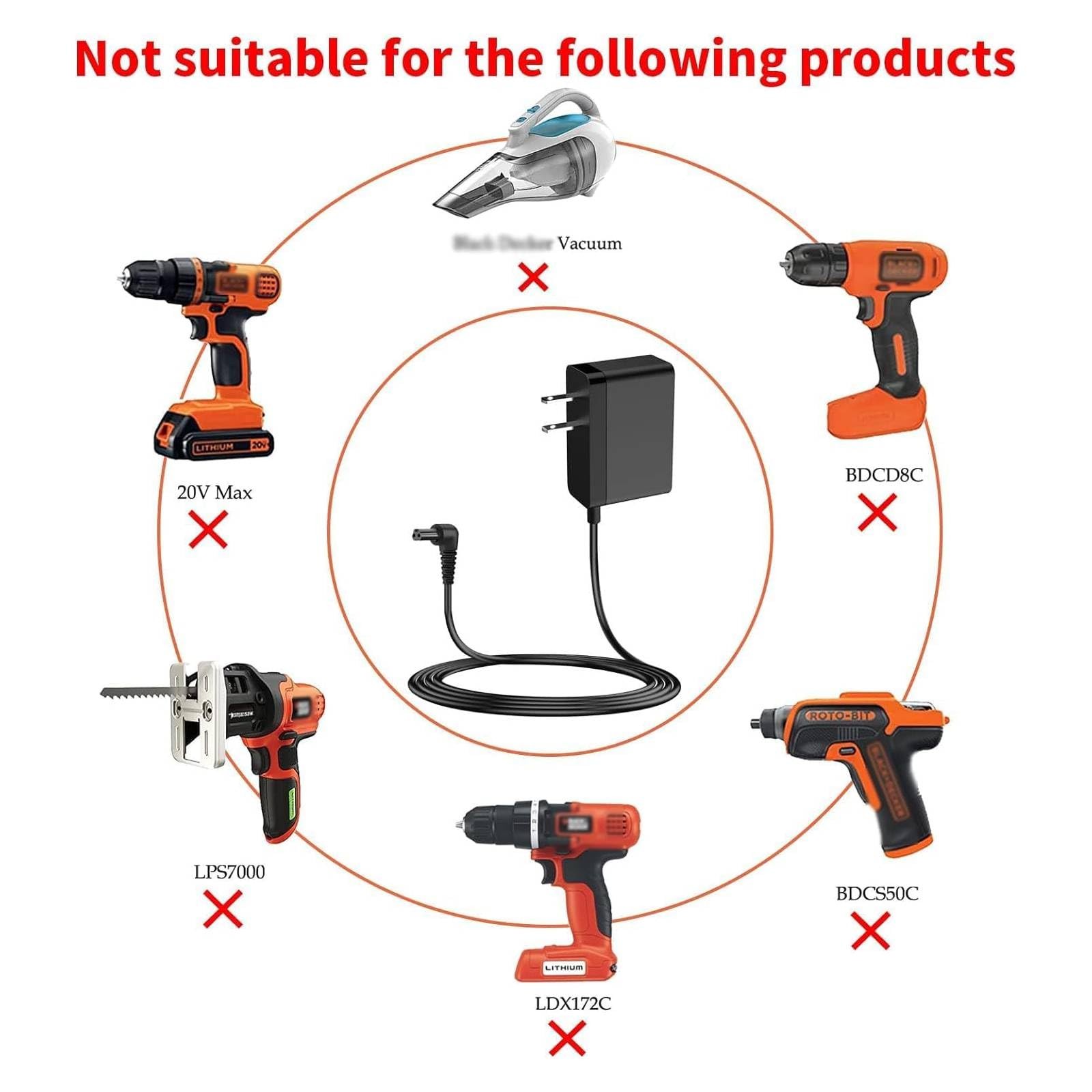 Drill Charger for Black and Decker LI2000(Type 1) LI3100 BDCS40G GSL35 black