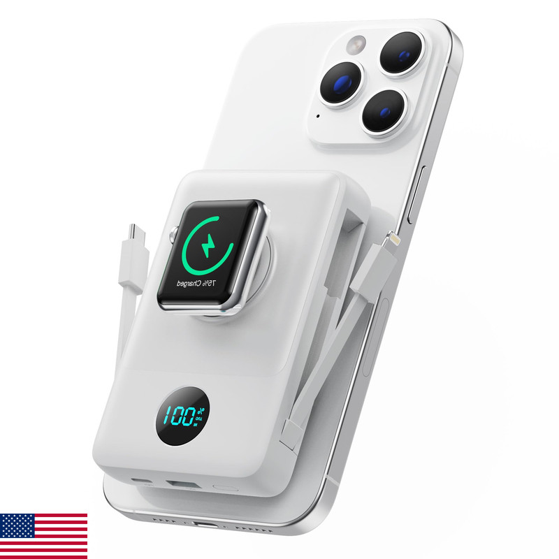 Pxwaxpy Magnetic Portable Charger For Iphone Built-In Cables 6-In-1 10800Mah