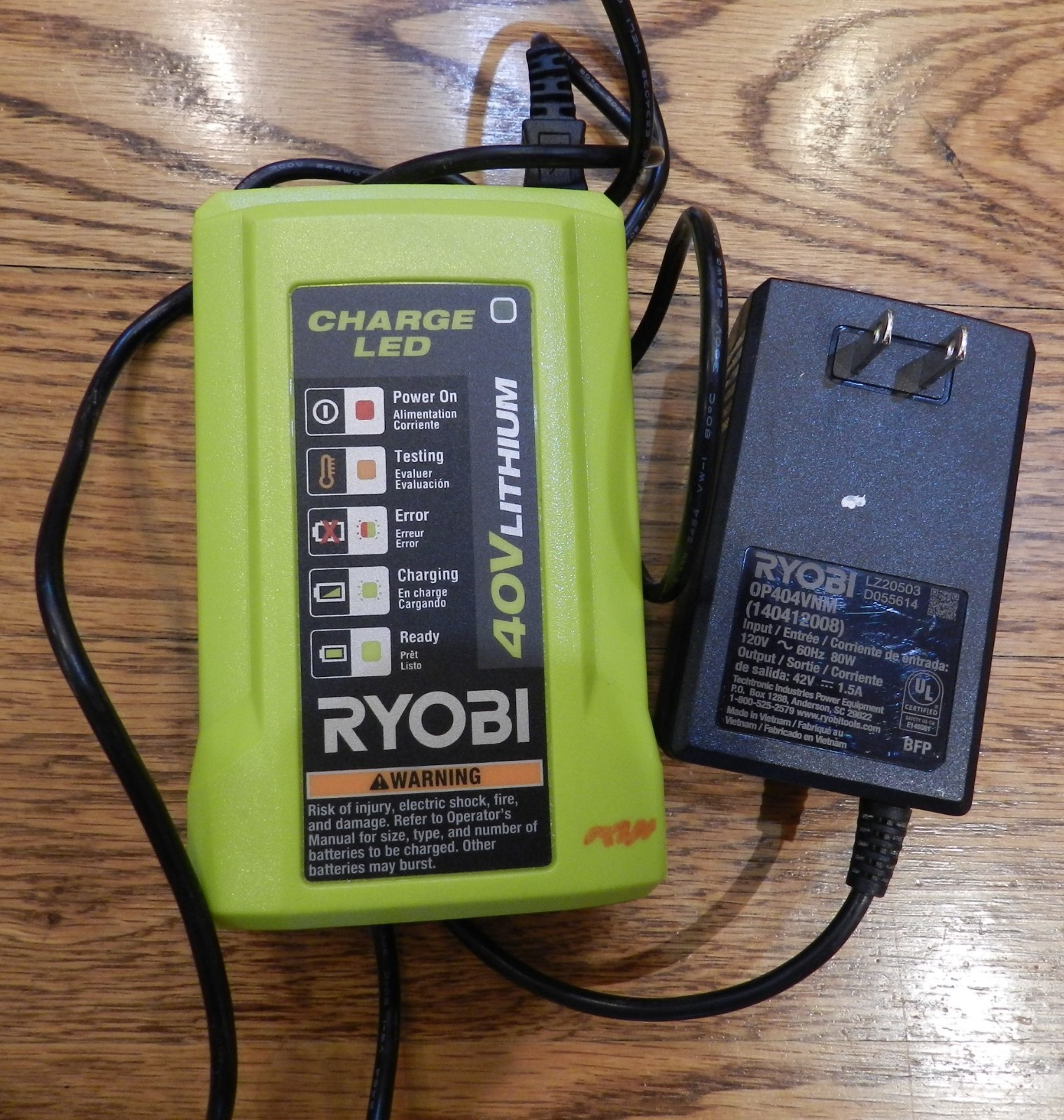 Ryobi Battery Charger OP404VN Authentic 40V ONE+ Li-Ion ORIGINAL, Lightly Used