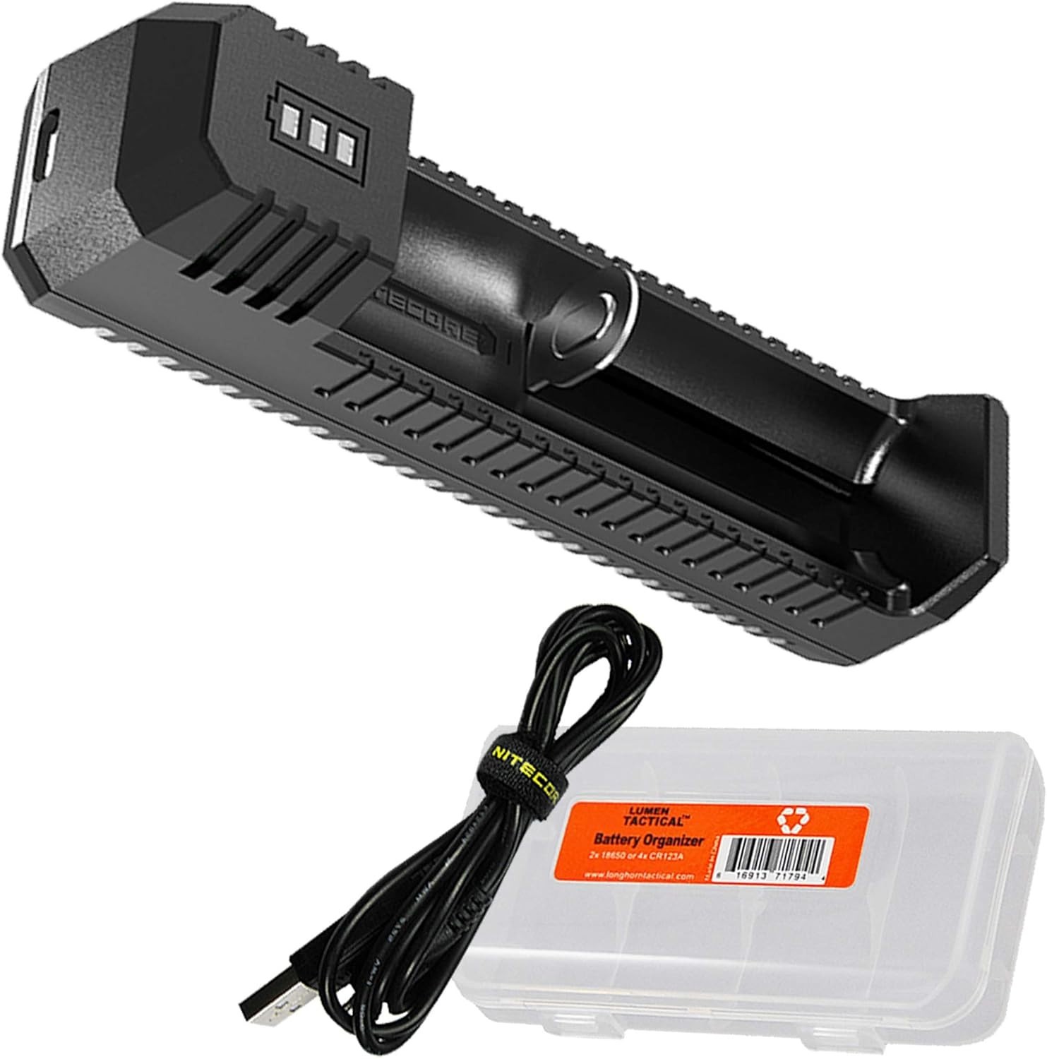 Single-Slot Intelligent Battery Charger for 18650, 21700 & More – USB Compatible