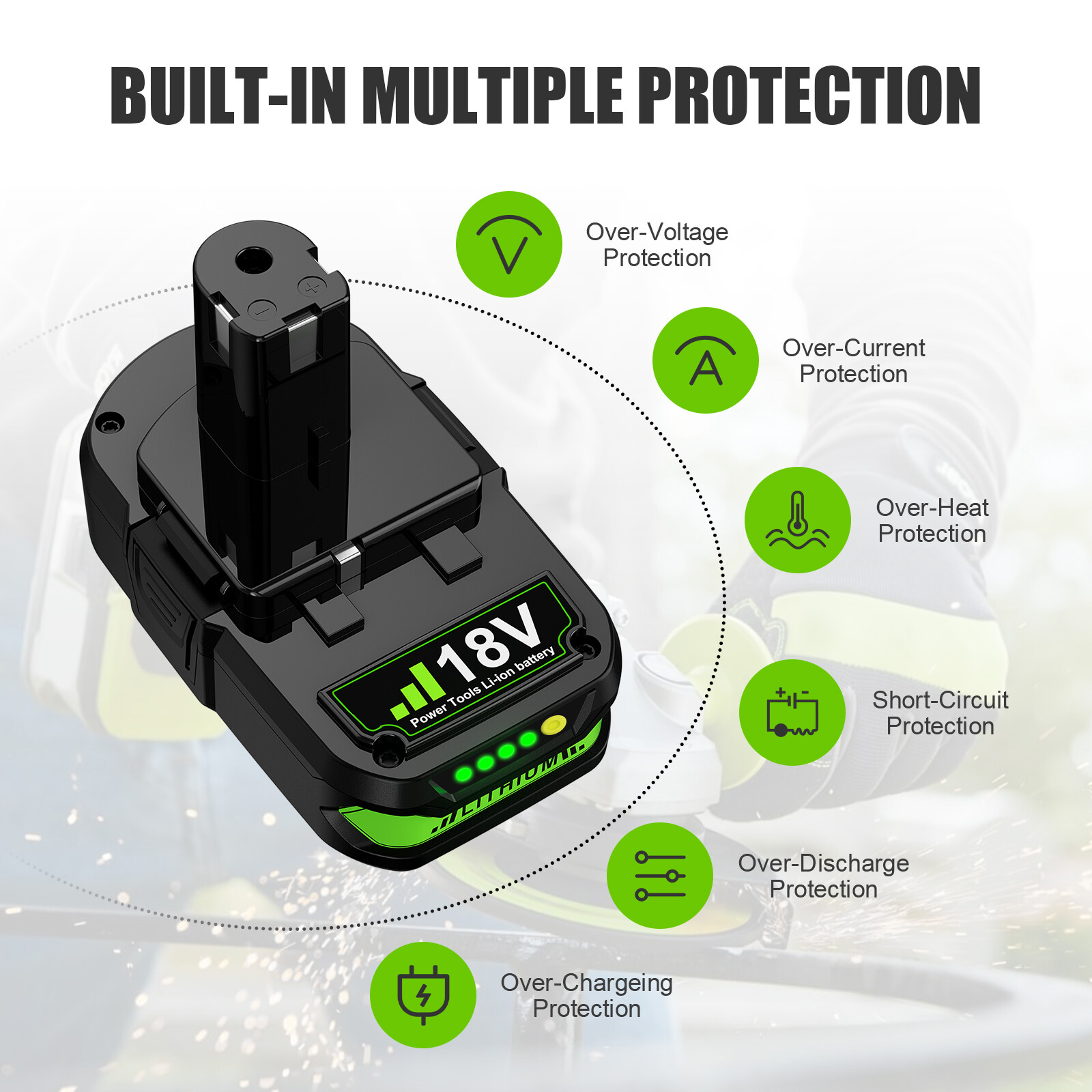 2Pack For RYOBI P107 P108 18V One Plus High Capacity Battery 18Volt Lithium-Ion