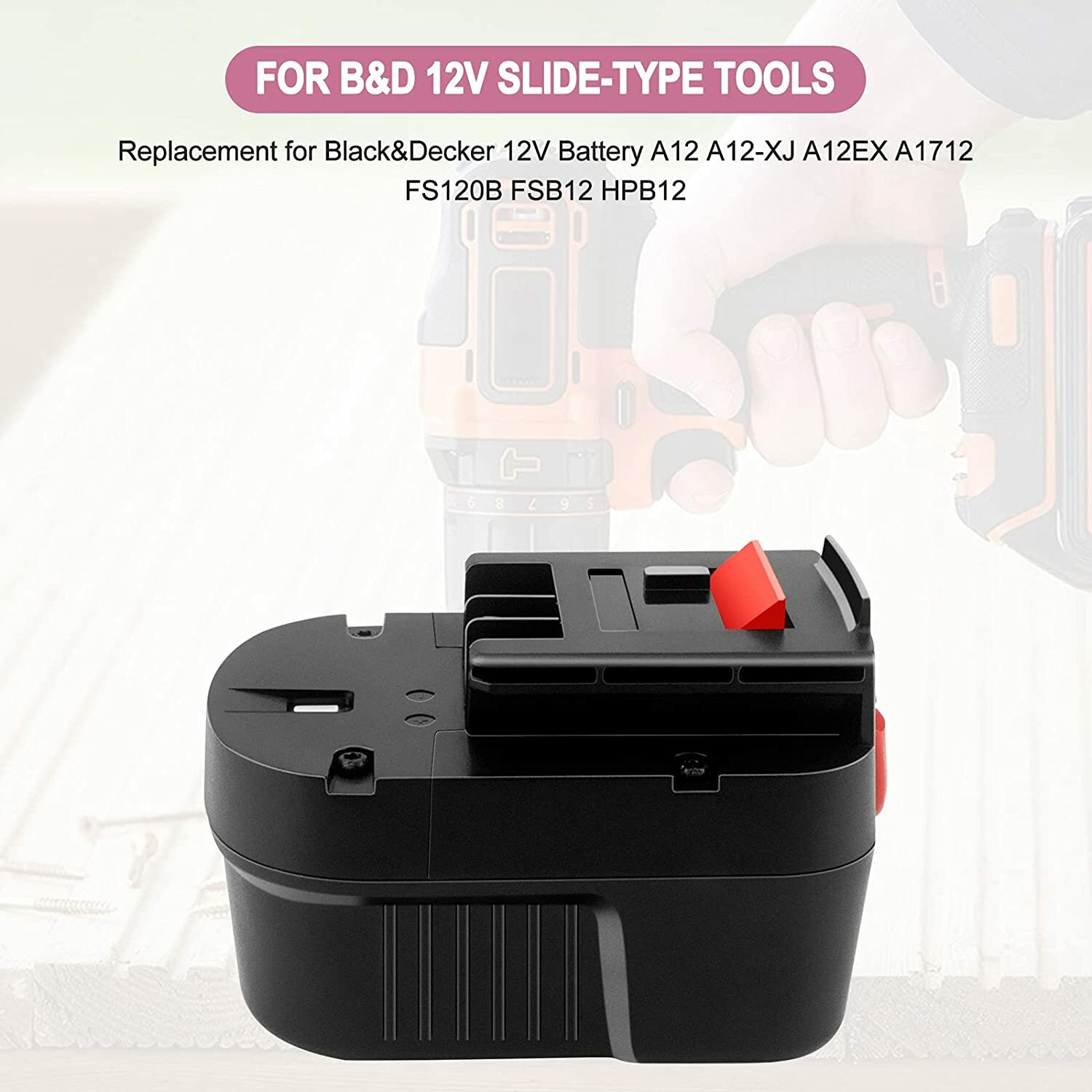 4800mAh 12Volt FSB12 Battery For Black & Decker HPB12 A12 A1712 Firestorm FS120B