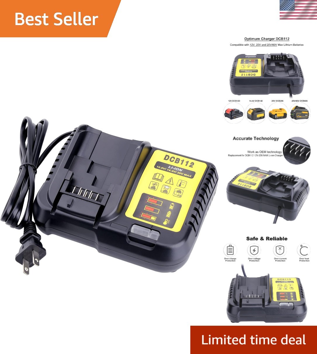 Universal 20V Max Charger – Fast Charging for Multiple Lithium Battery Packs