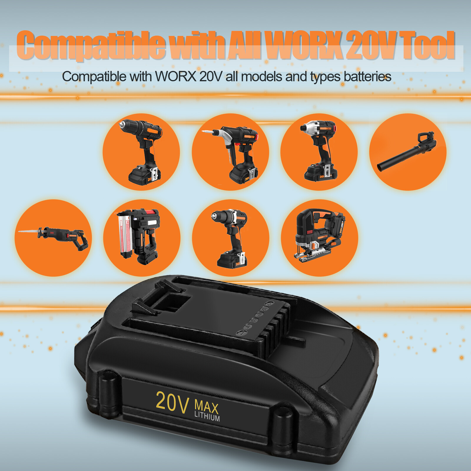 20 Volt 4.0AH WA3520 WA3575 For WORX 20V Max Lithium Ion Battery WG160 WG545 NEW