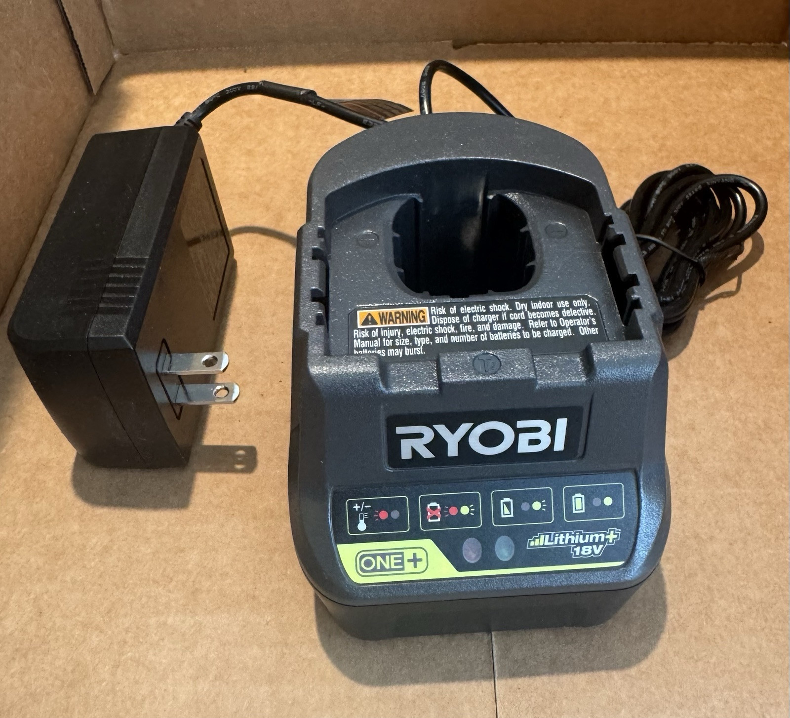 Ryobi ONE+ P118B | 18-Volt Lithium-Ion Battery Charger, TESTED New A