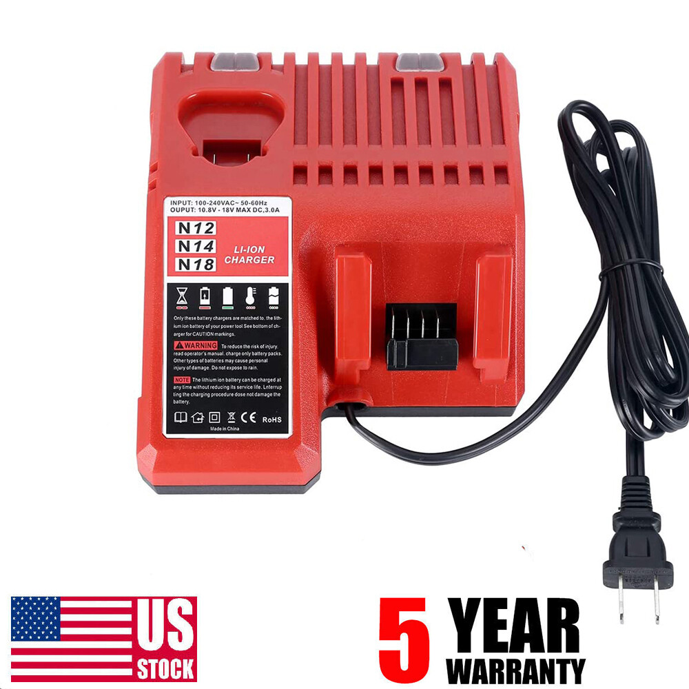 M18 M12 Rapid Charger For Milwaukee 48-59-1812 M12-18C Li-Ion Battery 12V-18Volt