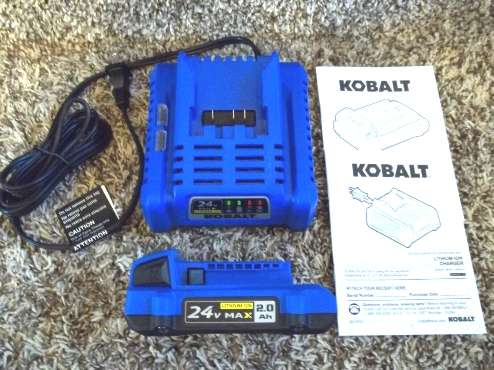 NEW Genuine Kobalt 24Volt MAX 2.0Ah Lithium Ion Battery and Battery Charger