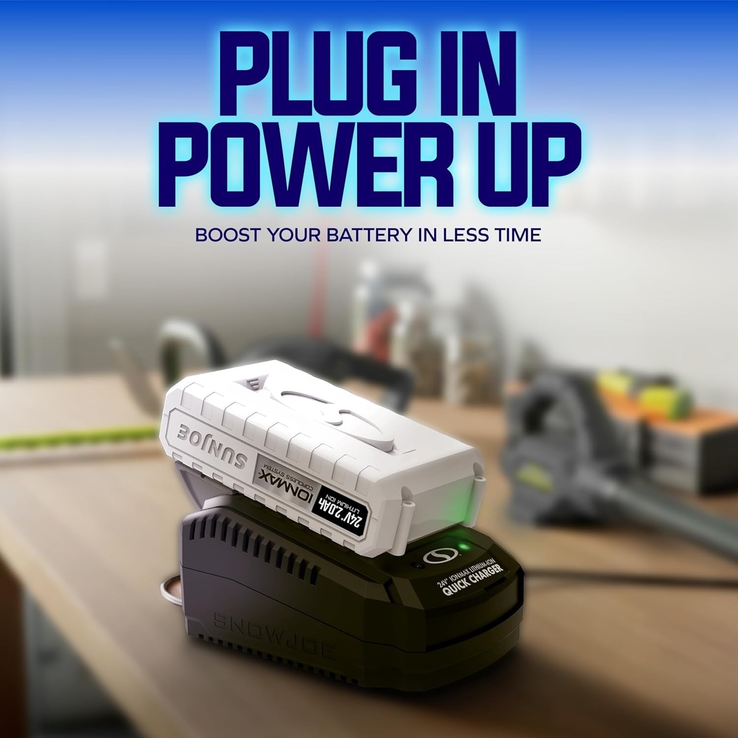 Ionmax 24V Dual-Port Fast Charger for Lithium-Ion Batteries Sun Joe Auto Joe
