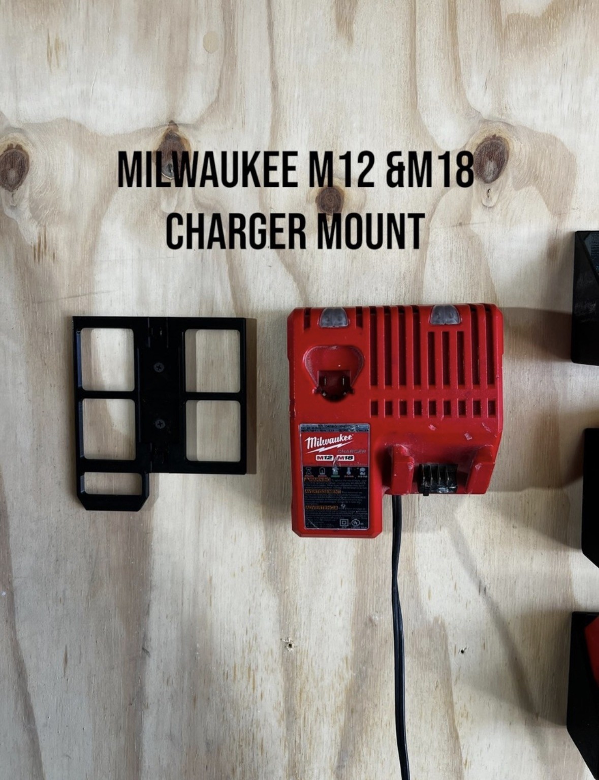 Wall Mount Bracket for Milwaukee M12/M18 Charger 48-59-1812 | Durable 3D Printed