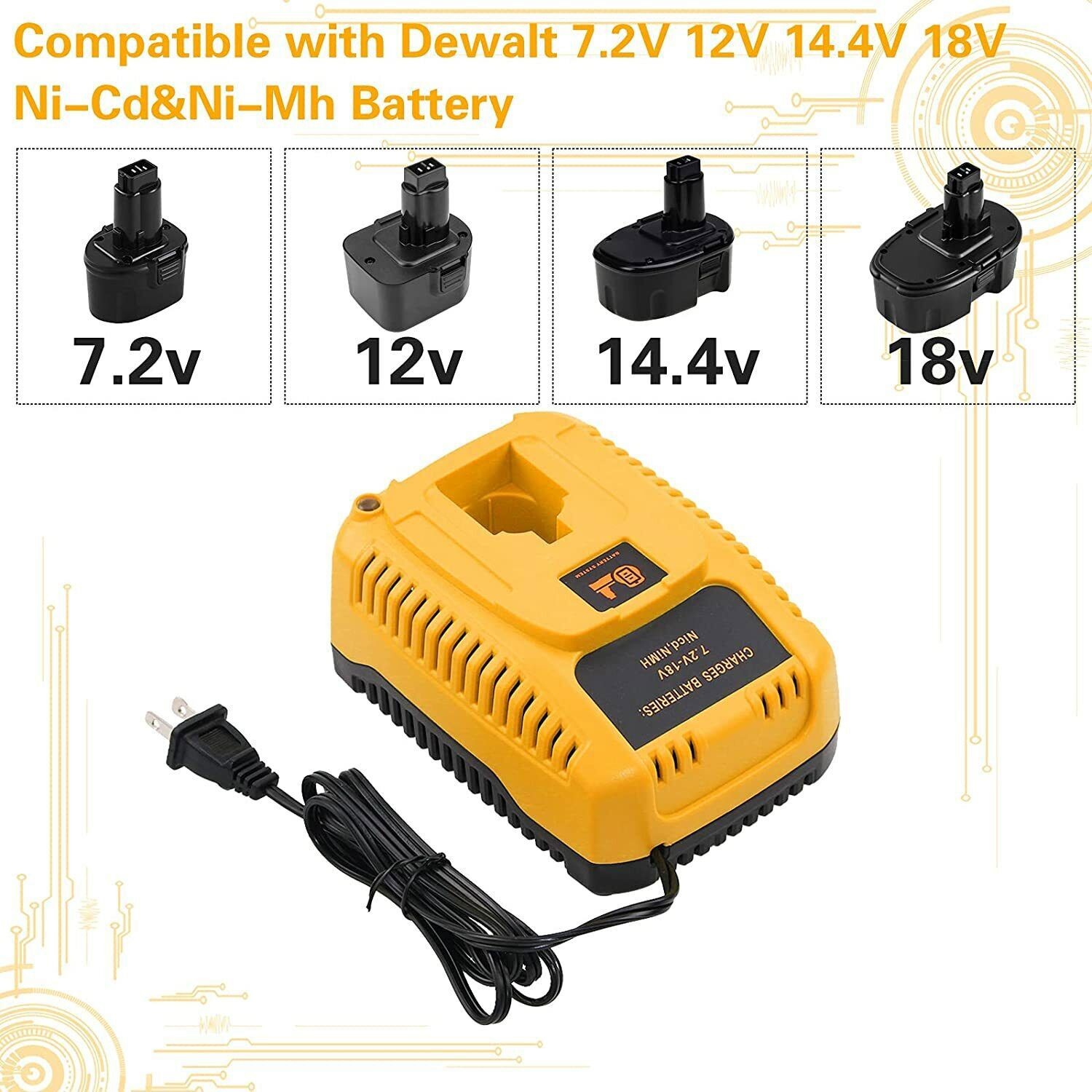 18 Volt DC9310 Charger for Dewalt 7.2V-18V XRP Battery NiCd/NiMh DC9096 DC9098